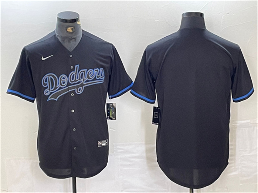 Men's Black Los Angeles Dodgers Blank Cool Base Stitched Baseball Jersey